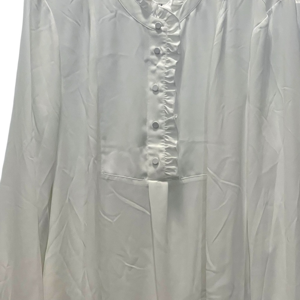 J Crew Factory Long Sleeve White Top Blouse Ruffles Size 18 High Neck NEW $80 - Picture 4 of 16